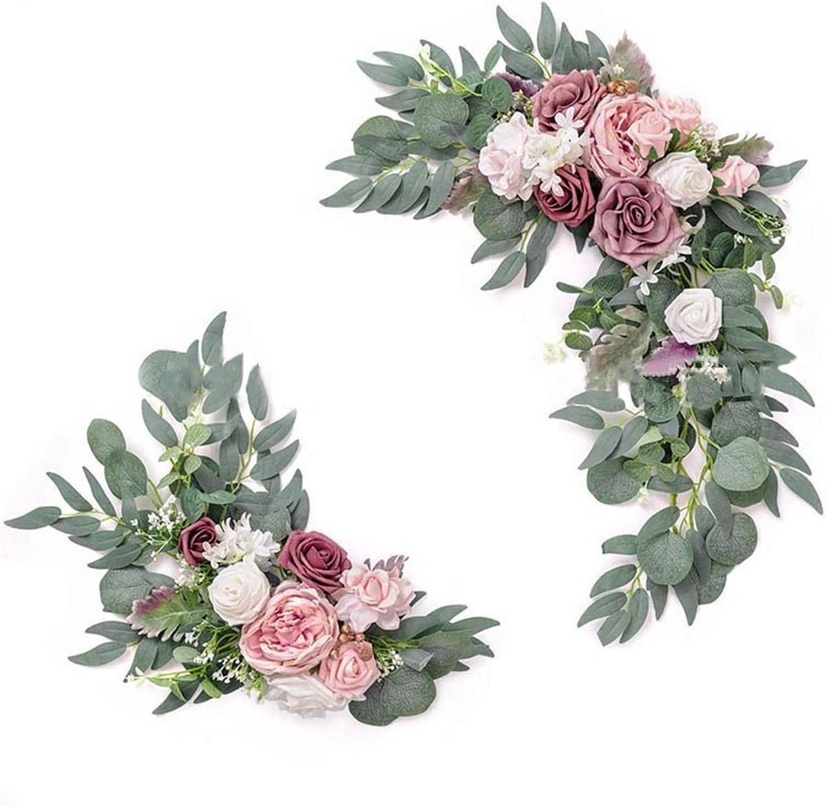 Set van 2 realistische kunstbloemen voor bruiloftdecoratie - Groen