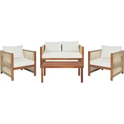 4-SITZER LOUNGE SET Akazienholz Beige Antria