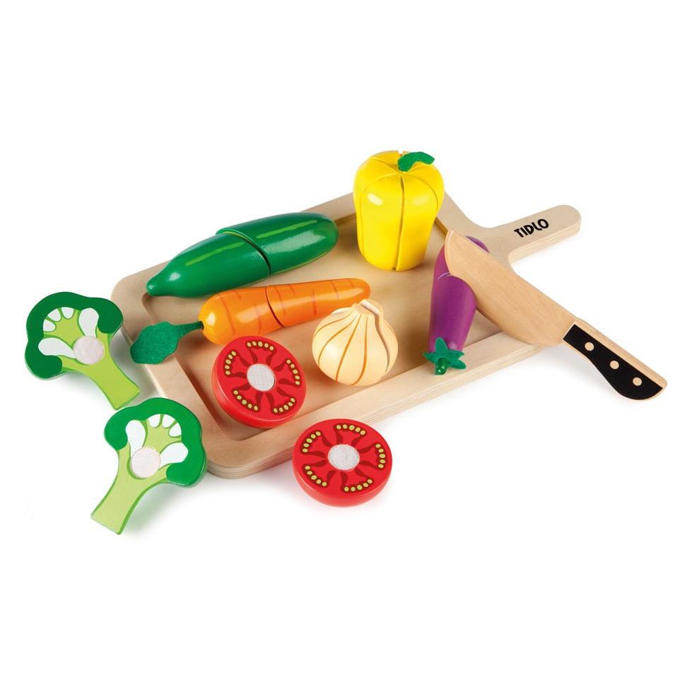 Bigjigs Tidlo Gemüseschneide-Spielset aus Holz, 20-tlg. (T0215)