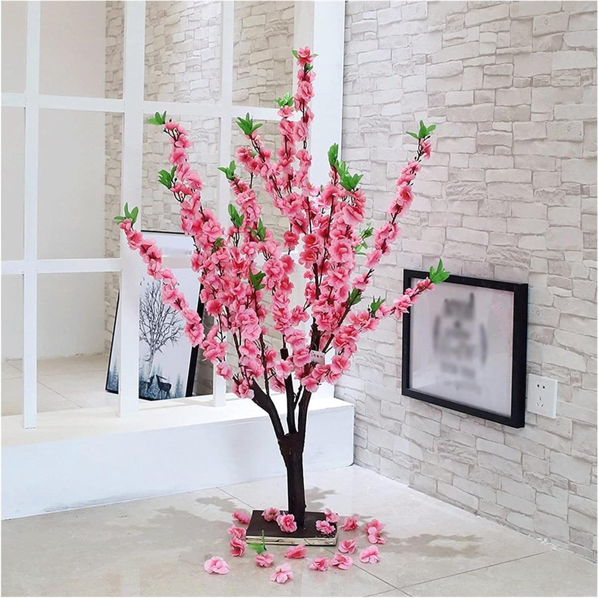 Kunstmatige bonsai boom - Nep perzikbloesem - Roze - Hoogte: 99 cm