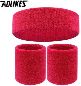 Uplift Treasures AOLIKES Terry Cloth Sweatband Set With Headband And Wristbands dark Rose