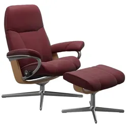 Stressless Sessel mit Hocker Consul Cross Leder Rot Batick Bordeaux S (Small)