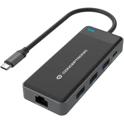 Conceptronic DONN14G (USB-C, 7 Ports), Dockingstation + USB Hub, Grau