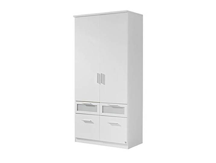 Rauch Möbel Bochum, Kleiderschrank, Farbe Weiß/Milchglas, Breite 91 cm