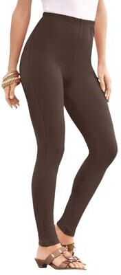 Plus Size Women's Plus Size Essential Stretch Ankle Length Pull-On Legging by Roaman's in Chocolate (Size 3X) Activewear Workout Yoga Pants