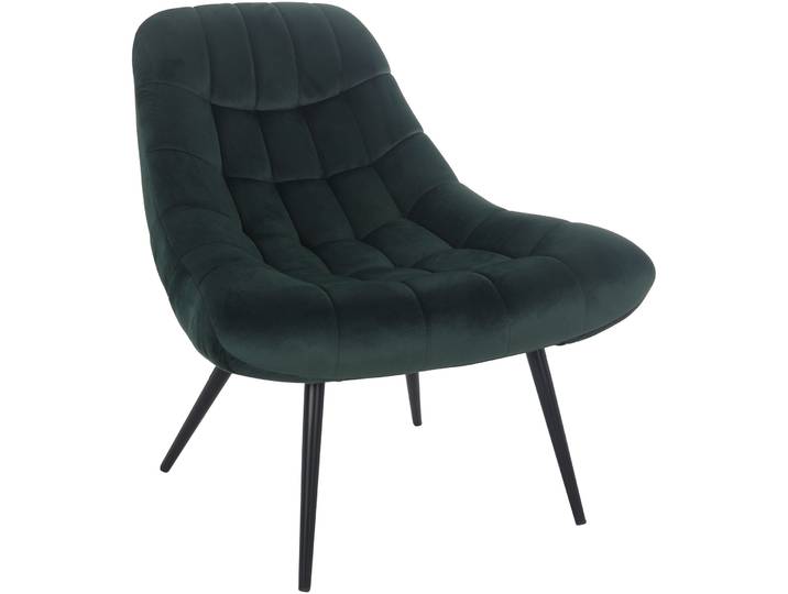 Sessel Bruce Dunkelgrün, Schwarz Samt, Metall B 76 cm T 85.6 cm H 85.6 cm