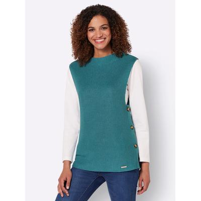Pullunder CASUAL LOOKS "Pullunder", Damen, Gr. 38, blau (ozean), 50% Baumwolle, 50% Polyacryl, unifarben, Pullover Pullunder