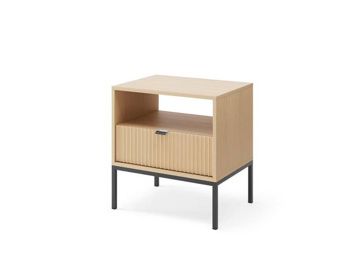 Komodee Wohnwand Nanaimo Sto2 Profilierte Fronten Eiche Vicenza Eiche Vicenza, Eiche Artisan, 1 Schubladen, 54x56x39 cm, Schlafzimmer, Nachtkästchen