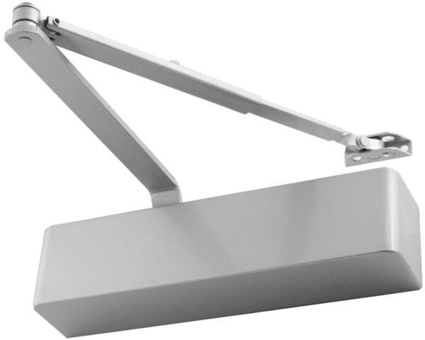 Eclipse Overhead Door Closer Surface Mounted 101 Series Satin Nickel Fire Rated Silver 29" x 29" x 5"