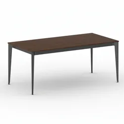 Bürotisch PRIMO ACTION 180x90 cm, schwarzes Metallgestell, Nussbaum