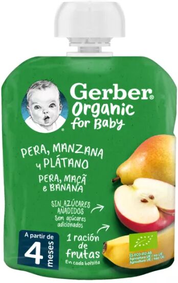 Nestlé Gerber Bio Pera/Manzana/Plátano 4M+ 90g