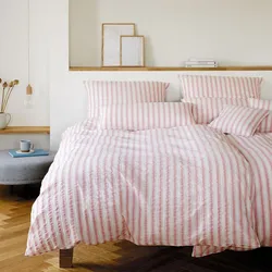 elegante Web-Seersucker Bettwäsche Svaneke 155x200 cm + 80x80 cm | zart-pink - pink