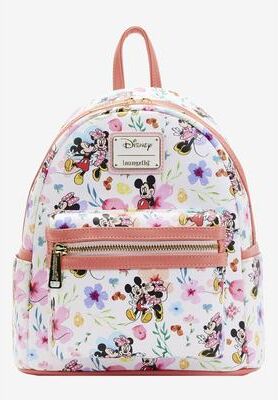 Women's Loungefly X Disney Mickey & Minnie Mouse Floral Mini Backpack Handbag by Disney in Multi