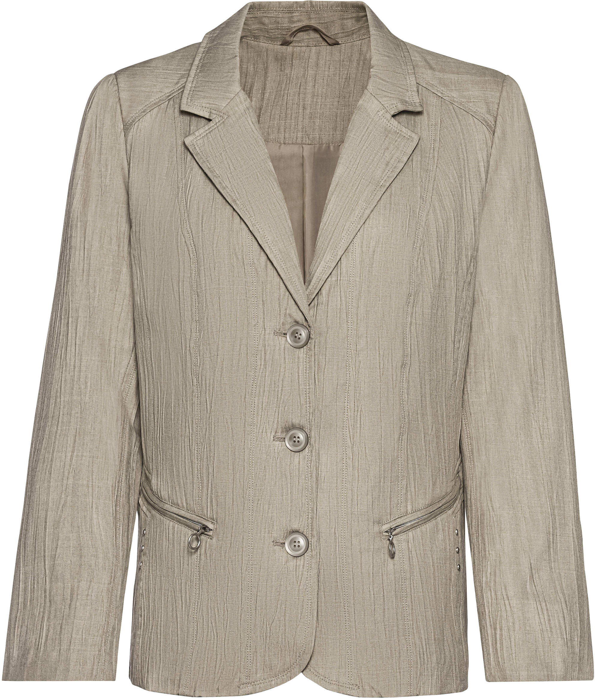 Blusenblazer WITT "Blazer Blazer in Crash-Qualität", Damen, Gr. 54, beige (schlamm), Crash, , Basic, Blazer Blusenblazer