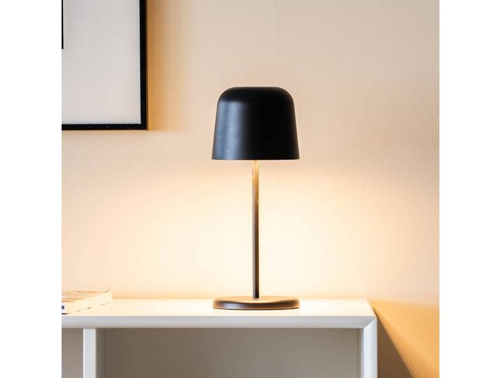 Konstsmide LED-Akku-Tischleuchte Biot, schwarz, Höhe 30 cm, IP54, USB dimmbar, schwarz, für Wohn- / Esszimmer, Aluminium, Modern