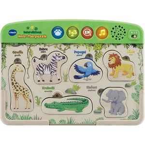vtech Lernspielzeug 613644, Holz-Tierpuzzle, ab 1,5 Jahre, interaktiv Tiere & Zahlen lernen