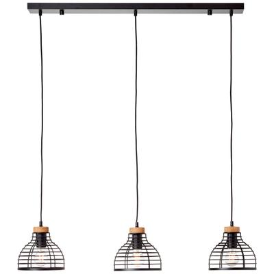 BRILLIANT Pendelleuchte "Avia", schwarz (schwarz, holz), 3, H: 120cm, 1 Stk., Leuchten, höhenverstellbar - dimmbar - 120cm Höhe x 100cm Breite - E27 Fassung, Pendelleuchte