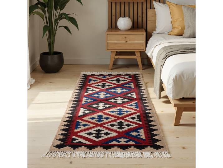 Teppich HANSE HOME Kelim Rami , bunt (creme multifarben), B:60cm H:3mm L:190cm, Baumwolle, Wolle, Teppiche, Teppich, Wolle, Baumwolle, Natur, Handgewebt, orientalisch, Boho, traditionell