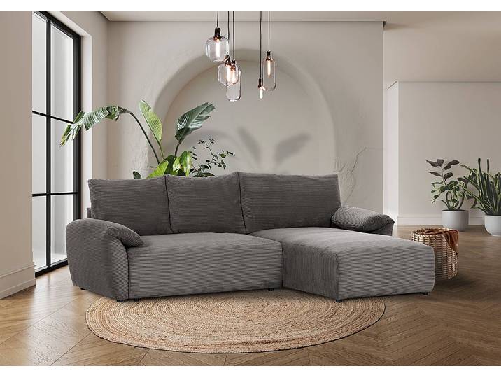 Schlafsofa Chru Grau Cordstoff Calice 266 x 68 x 180cm