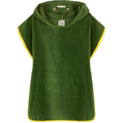 Kapuzenhandtuch GOOD MORNING "Joep", grün, B:140cm L:60cm, Frotteevelours, Frotteevelours, Handtücher, kinder badeponcho, strandponcho, Kapuze, Baumwolle, Frotte, Knöpfe