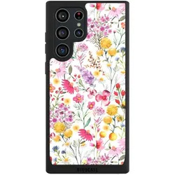 Nivocase Handyhülle für Samsung Galaxy S22 Ultra Hülle NIVOpure Case Schwarz Blumen Frühling Muster (Samsung Galaxy S22 Ultra), Smartphone Hülle, Schwarz