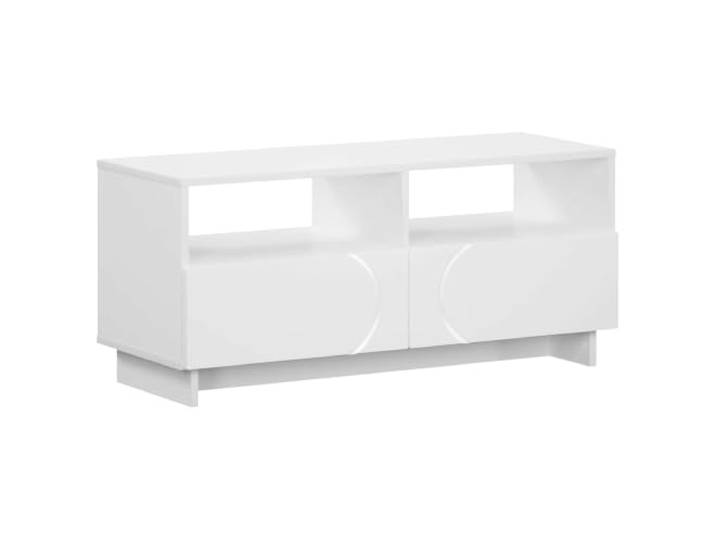 HGFDVCMR TV Board 90x34,5x40cm Lowboard Weiss Holzwerkstoff Kompaktes Medienboard für Wohnzimmer und Schlafzimmer, bietet flexiblen Stauraum durch anpassbare Schubladen.