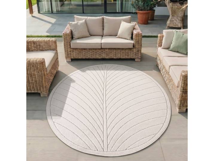 Outdoorteppich AYYILDIZ TEPPICHE NOVA 1204 , auch als Läufer und Rund , weiß (creme), H:8mm Ø:120cm, Polypropylen (PP), Teppiche, Outdoorteppich, Material aus schmutzabweisendem Polypropylen, In-/Outdoor geeignet