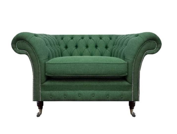 Xlmoebel Chesterfield-Sessel Chesterfield Grüner Sessel Wohnzimmer Textil Edler Einsitzer (Sessel), Made in Europa