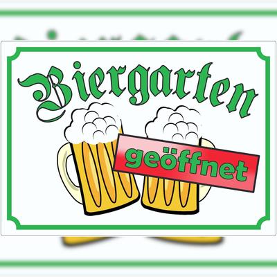 HB-Druck Biergarten geöffnet Aufkleber A9 (37x52mm)