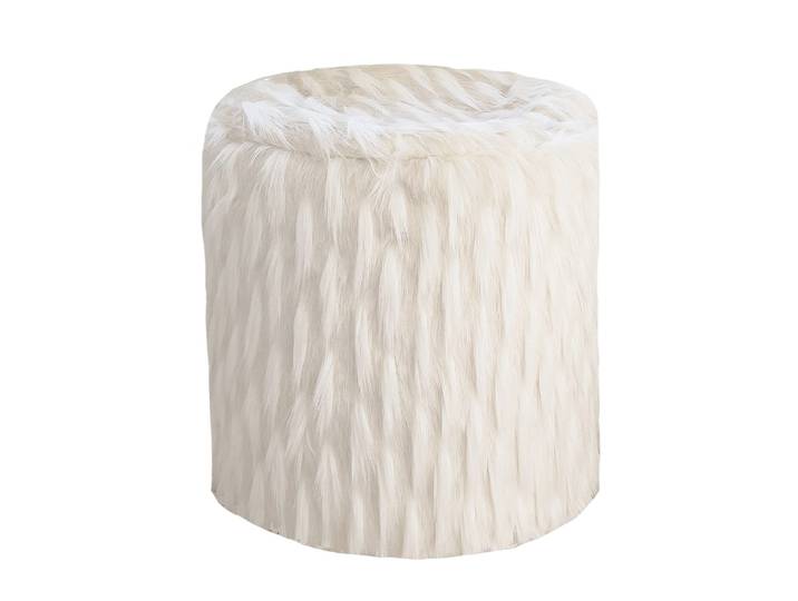Pouf en fausse fourrure blanche