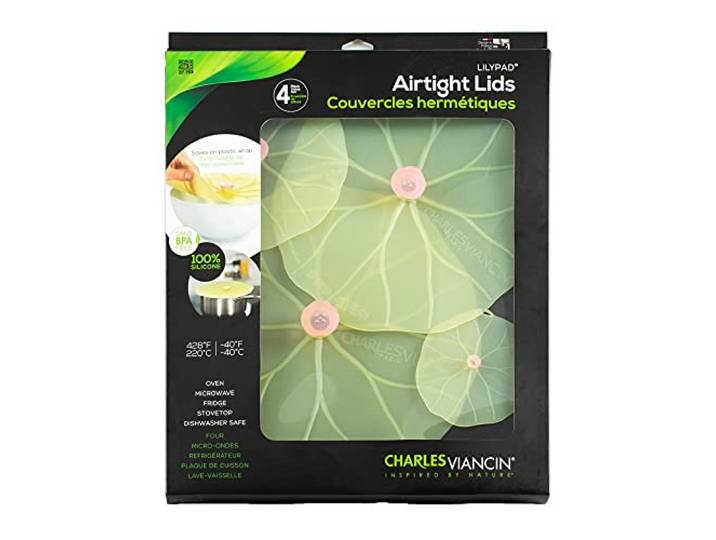 Charles Viancin Lilypad Deckel – luftdichtes 4-teiliges Set in Geschenkbox Lebensmittelechte Abdeckungen in 4, 6, 9 und 11 Zoll; spülmaschinenfest, ofen-, mikrowellen- und gefriergeeignet; für