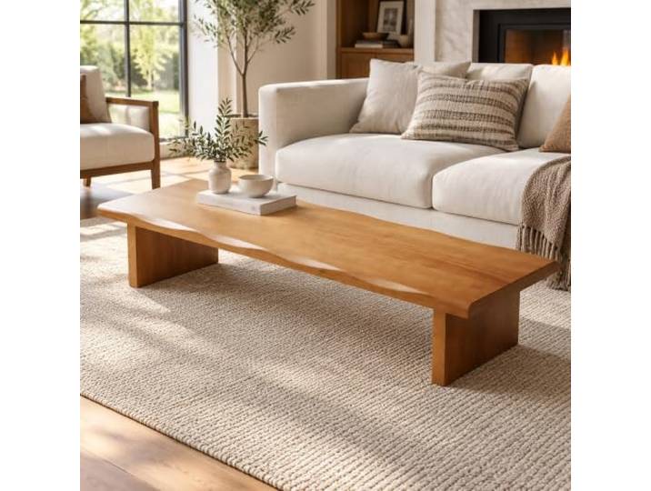 YHTCSXMD Massivholz Couchtisch, Kiefer, natürliche Kante Breite Couchtisch Holz-Platte für Tee und Lesen, massive Kieferbeine, Wasserlack, geeignet fürs Wohnzimmer oder Arbeitszimmer