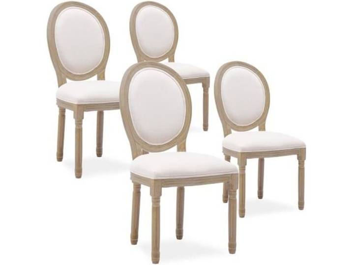 Lot de 4 chaises médaillon Louis XVI tissu Beige