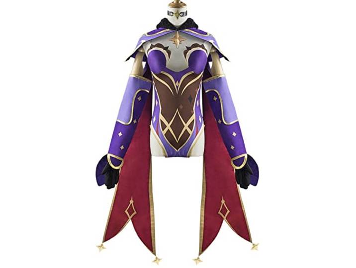 PUYYDS Anime Spiel Genshin Impact Cosplay Mona Kostüm Frauen Halloween Karneval Party Sexy Strampler Uniform Cosplay Overalls