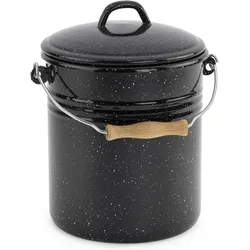 Krüger Mülleimer 5l m.D. sw-wss gesp., Abfalleimer, Schwarz, Weiss
