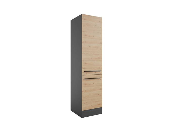 P & B Apothekerschrank, Anthrazit, Eiche Artisan, 3 Fächer, einzeln stellbar, 50x211x57 cm, Küchen, Küchenmöbel, Küchenschränke, Apothekerschränke