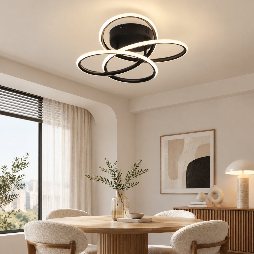 Metro 41cm Butterfly‑Shaped Dimmable LED Flush Mount Matte Black 14cm H X 41cm W X 41cm D