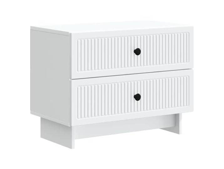 GHVBNMF Nachttisch Weiß 62x34,5x47,5 cm Nachtkommode mit 2 Schubladen Eleganter Beistelltisch im Vintage-Design für Schlafzimmer und Wohnbereich mit großzügigem Stauraum für persönliche Dinge.