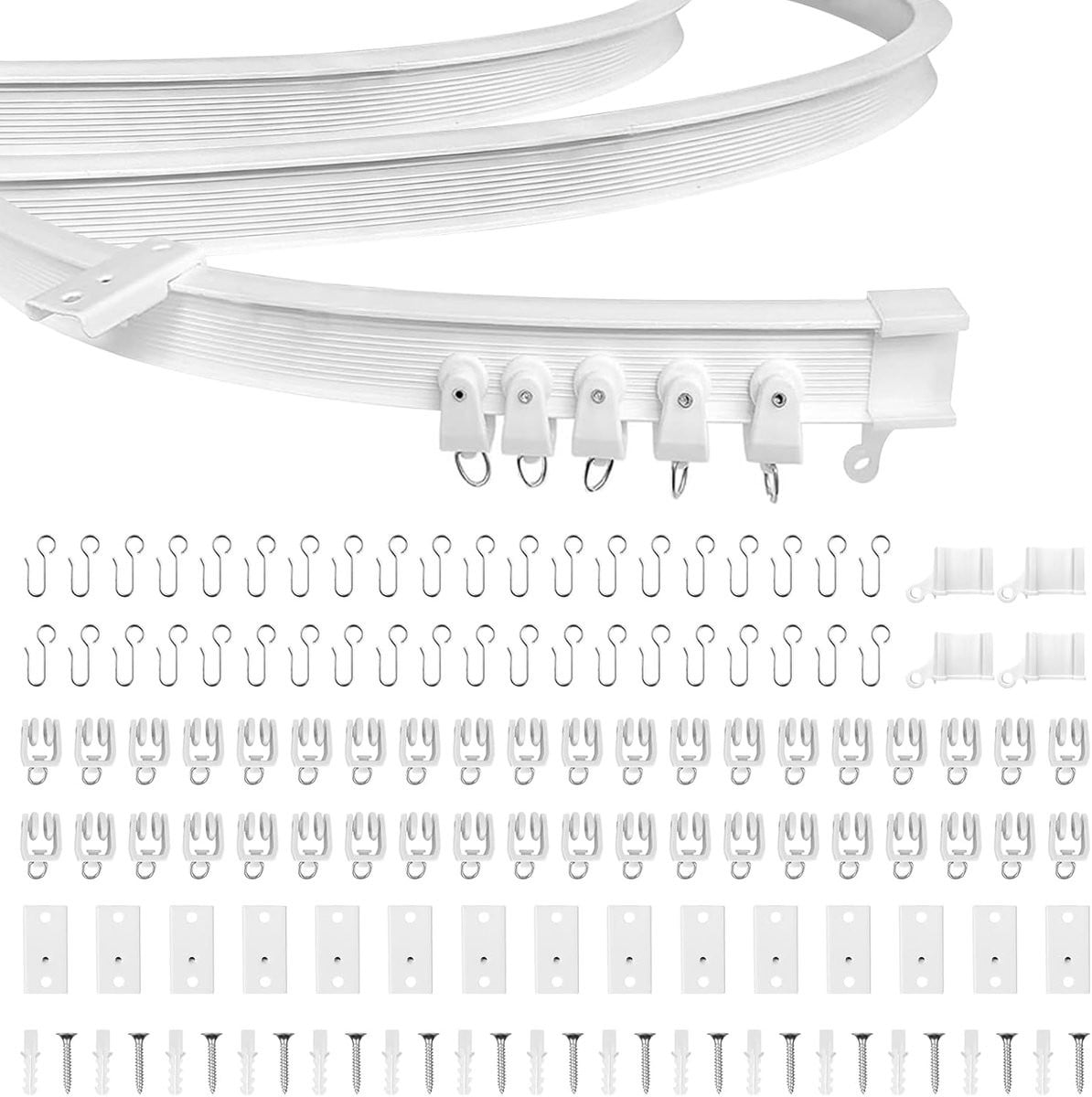 SnelShoppen Flexibele Plafond Gordijnrail met Stille Wielen, 5m