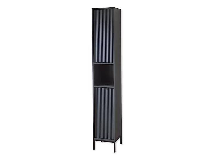 Stella Trading Badezimmer Hochschrank in Grau matt - Badezimmerschrank Bad Schrank mit viel Stauraum - 32 x 195 x 32 cm (B/H/T)