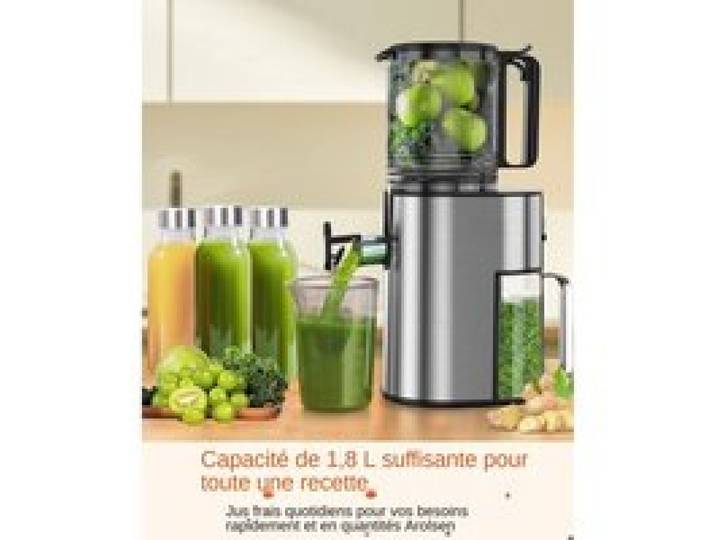 Extracteur de jus à pression froide lent 130mm grand orifice corps inox accessoires sans BPA bac à pulpe 1 8L