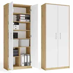 Büroregal OLIV 2D 2 Türen für Büro Arbeitszimmer Wohnzimmer EICHE ARTISAN WEISS
