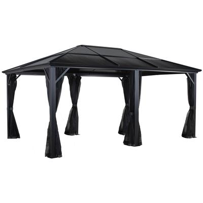 Pavillon SOJAG "Gazebo Meridien", grau (anthrazit, anthrazit), B/H/T: 485cm x 270cm x 365cm, Pavillons, BxT: 365x485 cm, mit Moskitonetzen