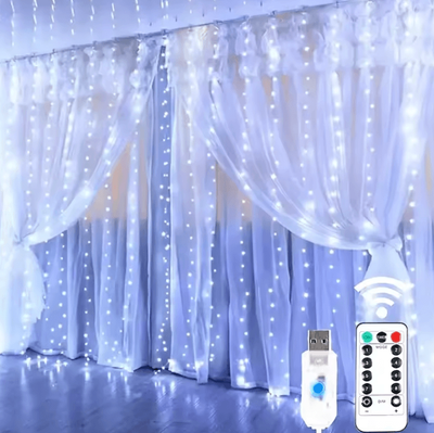 Inspire Curations 6x3M Wide Waterfall Fairy Lights white 3x2m 200leds