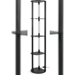 COSTWAY 163 cm Stehleuchte mit Regalen, Ausstellungsregal mit 4 drehbaren LED-Streifen, 3-stufig einstellbare Helligkeit