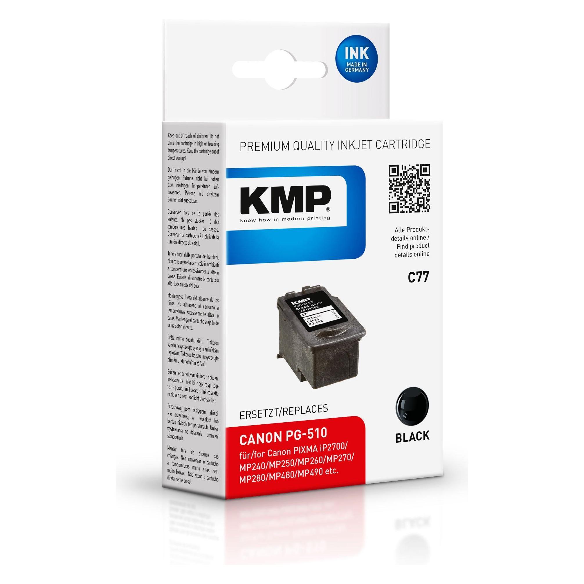 KMP C77 Tintenpatrone kompatibel mit Canon PG-510 (BK) (1511,4001)