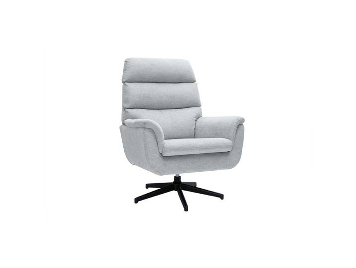 Fauteuil pivotant en tissu chenille gris et métal noir JONAH