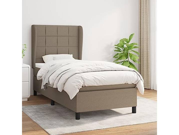 YNGBHFNOP Stoffbezug atmungsaktiv höhenverstellbares Kopfteil Boxspringbett mit Matratze Taupe 100x200 cm Stoff Bett mit Kopfteil Taschenfederkern Topper Komplettset Schlafzimmer