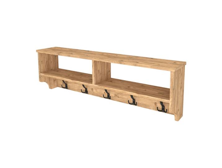 [en.casa] Wandgarderobe Åstorp, Eichefarben, Holzwerkstoff, 120x37x22 cm, Garderobe, Garderobenpaneele, Wandgarderobe