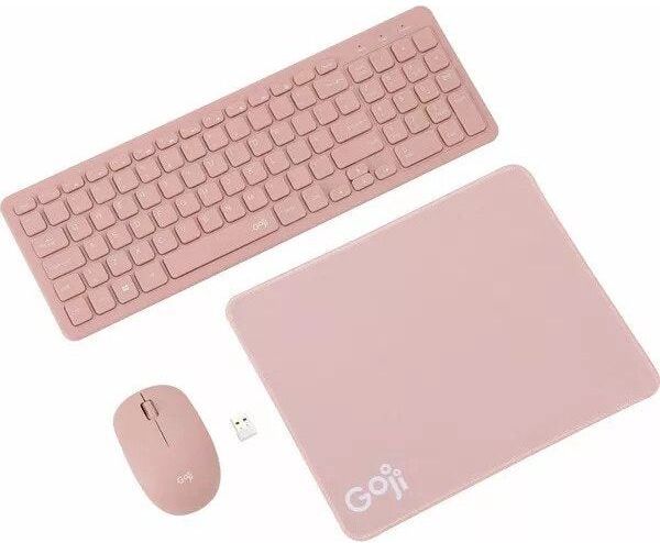 GOJI 3-in-1 Wireless Keyboard & Mouse Set – Pink